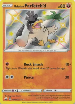 Galarian Farfetch'd SV063/SV122 Shining Fates Shiny Vault Pokemon Holo LP - Image 1