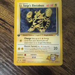 Pokemon TCG Lt. Surge's Electabuzz 027/132 Gym Heroes 1st Ed Rare 1999 60 HP - Image 1