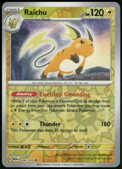 Reverse Holo Raichu 026/165 Rare SV: Scarlet & Violet 151 - Image 1