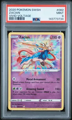 2020 Pokemon Vivid Voltage ZACIAN Amazing Rare #082 PSA 9 Mint - Image 1