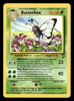 Butterfree 34/130 Uncommon Base Set 2 Pokemon Card - Image 2