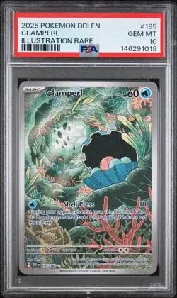 Clamperl 2025 Pokemon TCG Destined Rivals #195 Illustration Rare PSA 10 Gem - Image 1