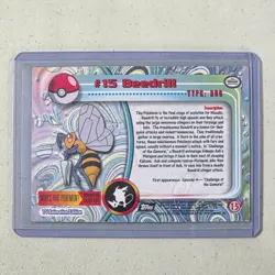 1999 Topps Pokemon Series 1 Beedrill 15 Silver Foil Holo Flames Profile LP MP - Image 2