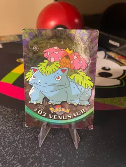 1999 Topps Pokemon TV Animation Series 1 - Venusaur #03 Black Logo HOLO FOIL HP - Image 1