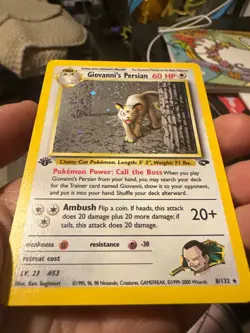 Pokemon TCG Giovanni's Persian 8/132 Gym Challenge Holo Rare 1st Edition LP - Image 5