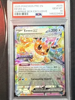 2025 POKEMON PRE EN-PRISMATIC EVOLUTIONS SURPRISE BOX EXCLUSIVE EEVEE EX PSA 10 - Image 1