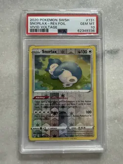 Pokemon TCG Snorlax 131/185 Vivid Voltage Reverse Holo Rare Card PSA 10 - Image 1