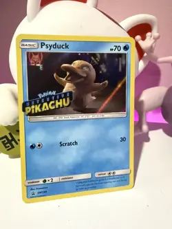 psyduck detective pikachu stamped sm199 holo rare promo Pokemon card 🩷✨ - Image 1