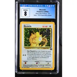 CGC 8 NM/MINT Meowth #10 Pokemon 2000 TCG Game Boy Black Star Promo Holo Foil - Image 1