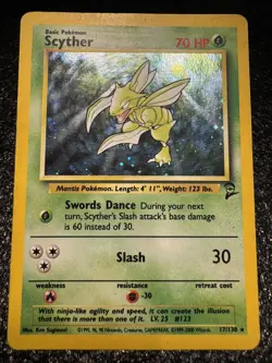 Pokemon TCG | Scyther 17/130 | Base Set 2 Holo Rare | Lightly Played - Image 1