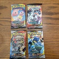 Pokemon TCG : Sun & Moon - 4x Cosmic Eclipse Booster Pack Full Art Set 820650805899 - Image 1