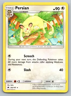 Persian 102/147 Rare Burning Shadows Pokemon Near Mint - Image 1