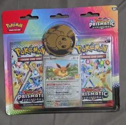 Pokemon TCG Prismatic Evolutions 2-Pack Blister Eevee Promo Card & Coin - Image 1
