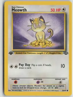 Meowth 56/64 Common Jungle Pokemon 1st Edition Near Mint - Image 1