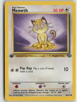 Meowth 56/64 Common Jungle Pokemon 1st Edition Near Mint - Image 1