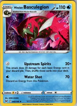 Hisuian Basculegion 045/196 Holo Rare Lost Origin Pokemon Near Mint - Image 1