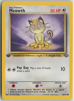 Meowth 56/64 Common Jungle Pokemon 1st Edition Near Mint - Image 1