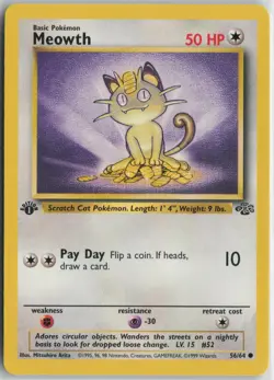 Meowth 56/64 Common Jungle Pokemon 1st Edition Near Mint - Image 1