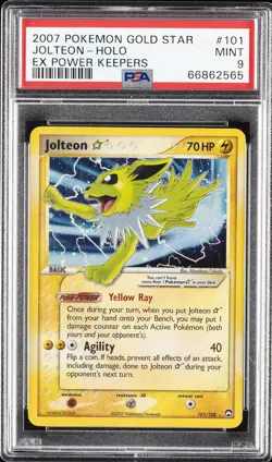 2007 POKEMON EX POWER KEEPERS GOLD STAR #101 JOLTEON-HOLO PSA 9 - Image 1