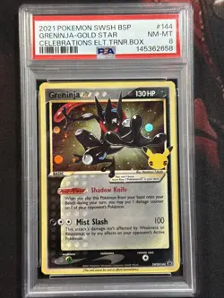 Pokemon Greninja-Gold Star Swsh Black Star Promo #144 PSA 8 Near Mint - Image 1