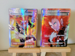 Pokemon 2 Lot Full Art Rare Holo Trainers Lysandre Trump Card (104 & 118) LP - Image 1
