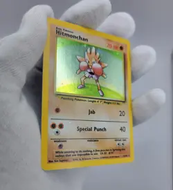 1999 Pokemon Hitmonchan 7/102 Base Set Unlimited Holo Rare Pokemon TCG Vintage - Image 3