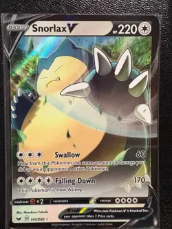 Snorlax V 141/202 Holo V Rare Sword & Shield Pokemon Heavily Played - Image 1