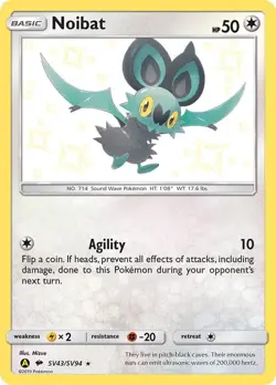 Noibat SV43/SV94 SM Hidden Fates Holo Shiny Rare Pokemon Card TCG - Image 1