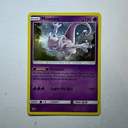Pokemon TCG Mewtwo SM77 Sun & Moon Promo Holo 120 HP Pressure Super Psy Bolt - Image 1