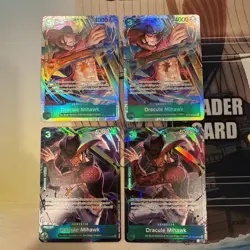 One Piece Card Game TCG Dracule Mihawk ST12-003 SR Playset, x2 Promo Altar - Image 1