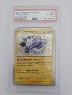 PSA 10 Thundurus 139/091 Paldean Fates Shiny Rare Pokemon TCG PSA Gem Mint 10 - Image 1