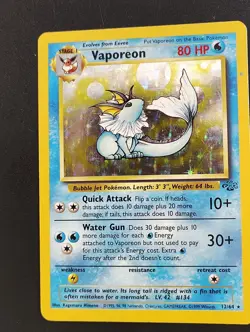 1999 Pokemon TCG Jungle Vaporeon 12/64 Holo Rare Unlimited English 80 HP WOTC - Image 1