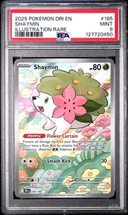 2025 POKEMON DRI EN-DESTINED RIVALS ILLUSTRATION RARE #185 SHAYMIN PSA 9 - Image 1