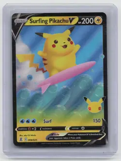 Surfing Pikachu V 008/025 Holo V Rare Celebrations Pokemon NM - Image 1