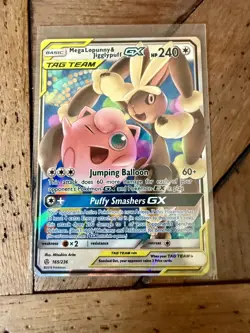 Pokemon Mega Lopunny & Jigglypuff GX Holo Ultra Rare SM - Cosmic Eclipse 165/236 - Image 1