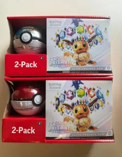 2 POKEMON PRISMATIC EVOLUTIONS ETB ELITE TRAINER BOX & POKEBALL SAMS CLUB BUNDLE - Image 1