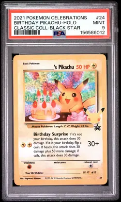 2021 POKEMON CELEBRATIONS CLASSIC COLLECTION #24 BIRTHDAY PIKACHU-HOLO PSA 9 - Image 1
