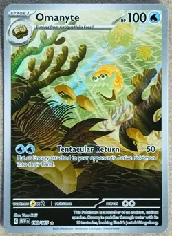 POKEMON SCARLET & VIOLET 151 OMANYTE ILLUSTRATION RARE HOLO 180/165 NM+ ENGLISH - Image 1