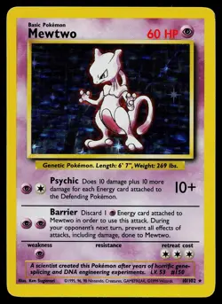 Pokemon Card - Mewtwo Base Set Unlimited 10/102 Holo Holo Rare - Image 1