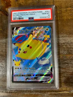 POKEMON 2021 Celebrations Full Art FLYING PIKACHU VMAX #007 PSA 10 Gem Mint - Image 1