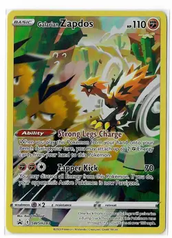Pokemon TCG Sword & Shield Galarian Zapdos SWSH283 Full Art Black Star Promo NM - Image 1