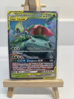 Pokemon TCG Celebi & Venusaur GX Card 1/181 Tag Team Sun Moon - Image 1