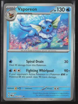 Vaporeon (Poke Ball Pattern) 022/131 Rare Prismatic Evolutions Pokemon Near Mint - Image 1