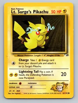 Lt. Surge's Pikachu Gym Heroes Common 081/132 Pokemon - Image 1