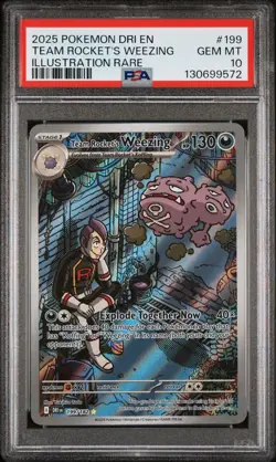 PSA 10 TEAM ROCKET'S WEEZING #199 2025 POKEMON DRI EN-DESTINED RIVALS - Image 1