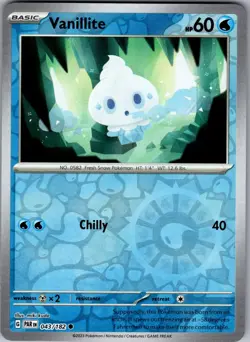 Vanillite 043/182 Common Paradox Rift Pokemon Reverse Holo Near Mint - Image 1