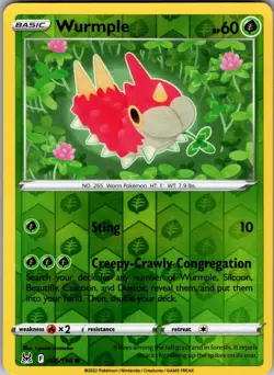 Wurmple 006/196 Common Lost Origin Pokemon Reverse Holo Near Mint - Image 1
