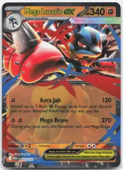 Mega Lucario ex 077/132 Double Rare Mega Evolution Pokemon Holo Near Mint - Image 1