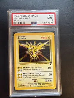 Pokemon Base Set 2 Zapdos #20 English Holo Rare 20/130 PSA 9 Mint - Image 2
