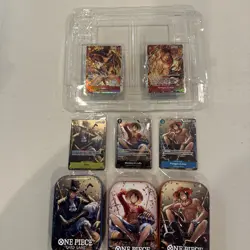 One Piece CCG Tin Promo Cards Set Sealed Luffy, Ace, And Sabo With Opened Tins + - Image 1
